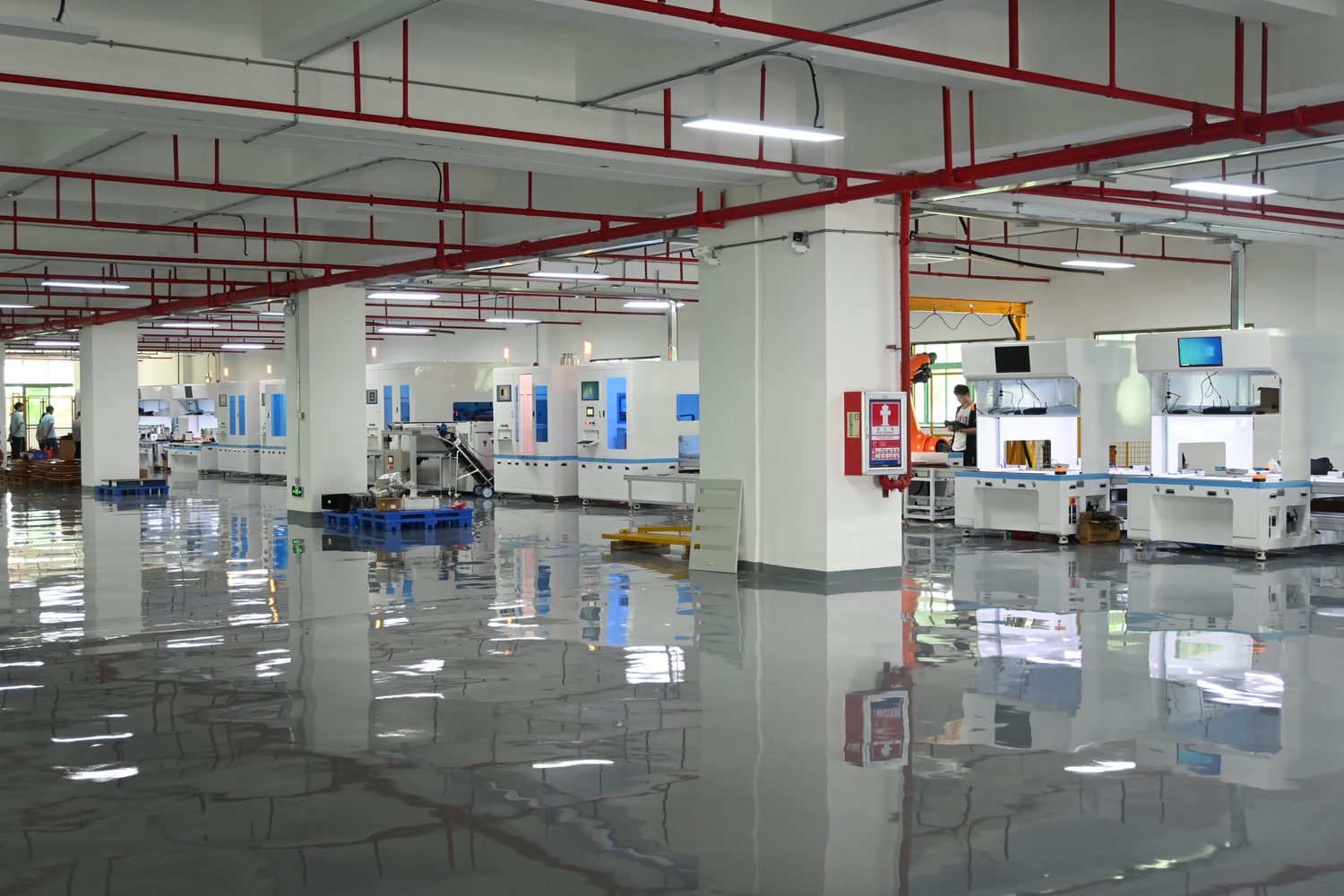 Production floor with automated equipment